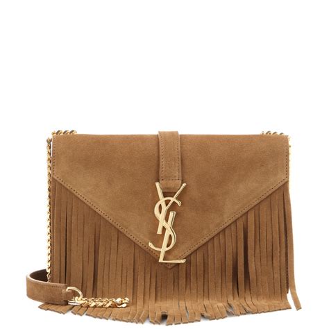 ysl brown suede fringe bag|saint laurent calypso bag.